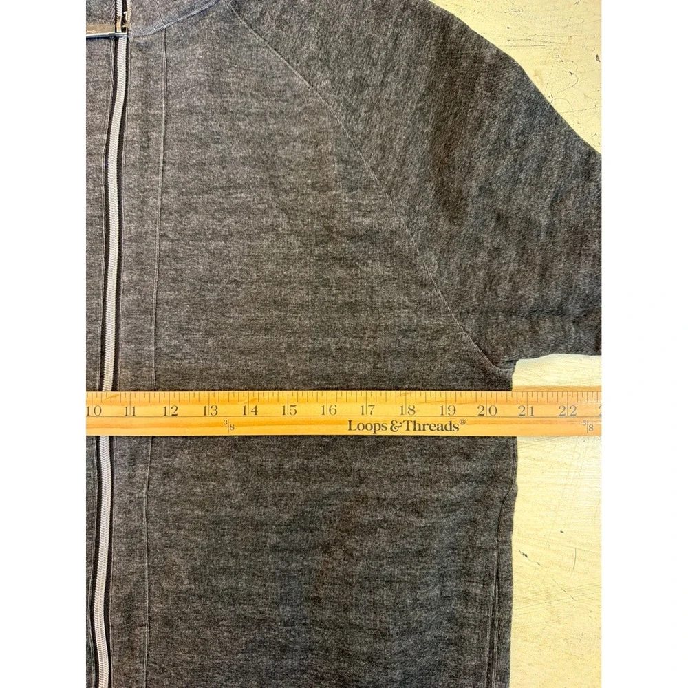 Straight Down Full Zip Sweater Mens Medium Gray Heathered Cotton Raglan Sleeve‎